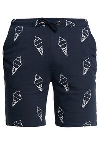 Marineshorts lavet af blødt stof med et gentaget hvidt isvaffelmønster og en justerbar snor i taljen.