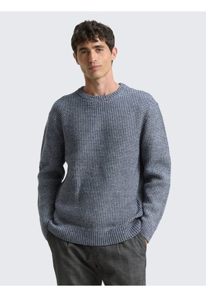PULLOVER - Strickpullover - navy melange/white core
