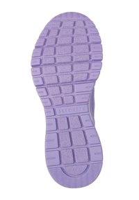 Skechers Sneaker-Sohle in Helllila mit gemustertem Profil, das rechteckige und sechseckige Laufdesigns für Traktion und Unterstützung aufweist.