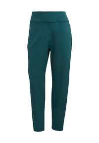 Türkise Sporthosen mit hohem Bund, aus glattem, dehnbarem Material und seitlichen Taschen, gestaltet für Komfort und Flexibilität.