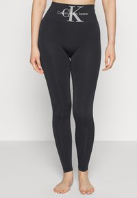 Calvin Klein Underwear - WOMEN HIGH-WAIST LOGO - Blauzdinės – kojinės - black Miniatiūros vaizdas 1