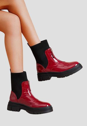CHAUSSETTE  ZIPPE - Bottines à plateau - bordeaux vernis