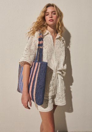Next, RAFFIA EFFECT STRIPE SHOULDER BAG  . - Handbag - blue