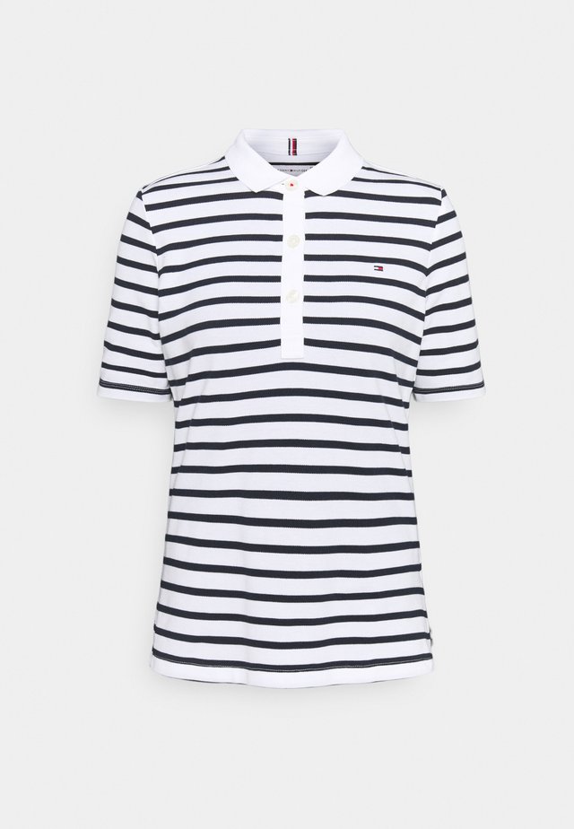 SLIM BRETON STRIPE - Koszulka polo - white/desert sky
