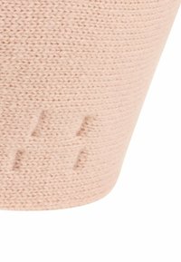 Geweven roze mand met een gladde textuur, heeft een tappere vorm en subtiele reliëfpatronen aan de zijkant.