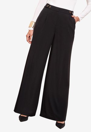 Friends Like These, REGULAR FIT - ADJUSTABLE WAIST PREMIUM WIDE LEG TROUSERS . - Housut - black