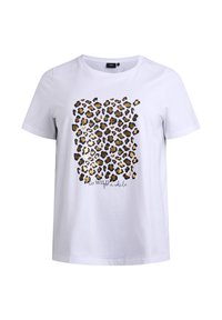Zizzi MIT LEOPARD - Marškinėliai su spaudiniu - bright white w leo