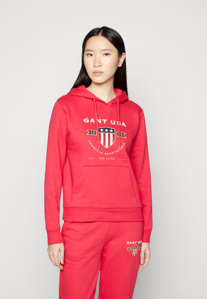 Gant shield hoodie red Clearance
