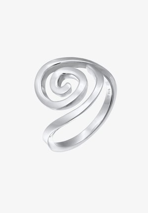 Sterling silver ring featuring a spiral design, smooth texture, and polished finish. Marked with "925" to indicate silver quality.
