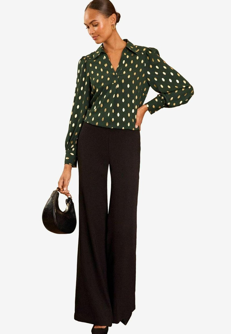 Love & Roses V NECK FOIL LONG SLEEVE - Blus - green