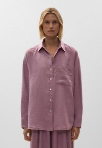 OYSHO - LINEN RELAXED - Button-down blouse - mottled purple Thumbnail Image 1