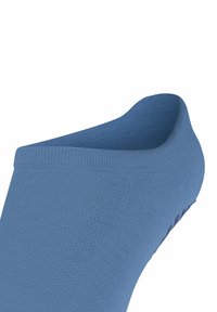 Niebieska skarpetka za kostkę z fakturowanym wzorem dzianiny, charakteryzująca się niskim krojem i gładkimi krawędziami. Brak widocznego logo lub dodatkowych akcentów.