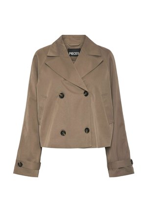 Pieces, PCSCARLETT LS SHORT TRENCHCOAT NOOS BC - Blazer - brown lentil
