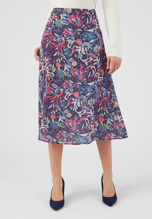 Damart, À FRONCES RELIÉFÉ - Jupe trapèze - Floral Blue