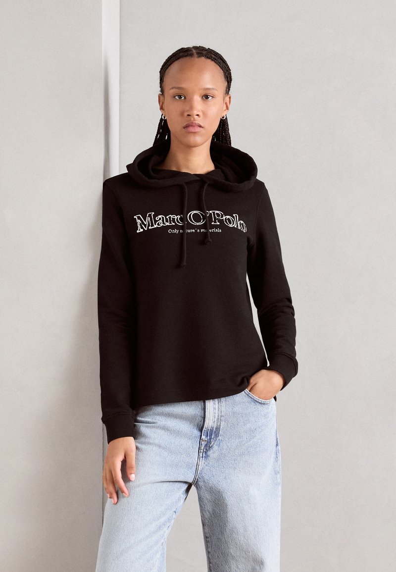 Marc O'Polo LONG SLEEVE HOODED LOGO PRINT - Camisola - black