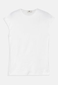 T-shirt blanc à manches courtes en coton. Doté d'un col rond et d'une texture lisse et douce avec une coupe décontractée. Aucun motif ni accent.