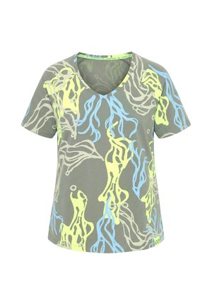 LAURASØN, T-SHIRT, 1/2 ARM, V-AUSSCHNITT, ALLOVER-PRINT, OEKO-TEX MIG - T-Shirt print - sage