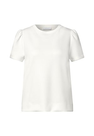 Street One Studio, SOLID-COLOR T-SHIRT WITH GATHERED DETAIL - Basic T-shirt - off white