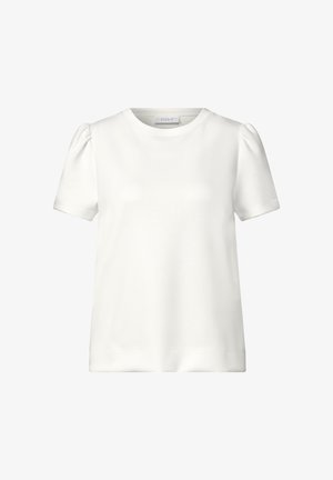 Street One Studio, SOLID-COLOR T-SHIRT WITH GATHERED DETAIL - Basic T-shirt - off white
