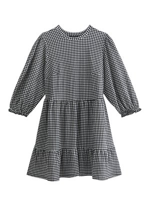 New Look Curves, CURVES  GINGHAM PRINT CROPPED SLEEVE MINI SMOCK DRESS - Freizeitkleid - black pattern