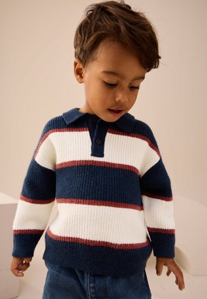 Next, REGULAR FIT - STRIPE RUGBY - Maglietta a manica lunga - navy blue burgundy