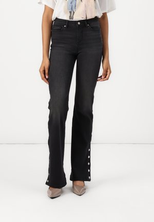 ONLWAUW MID WAIST FLARED - Flared Jeans - washed black
