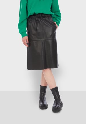 BAMBA - Leather skirt - black