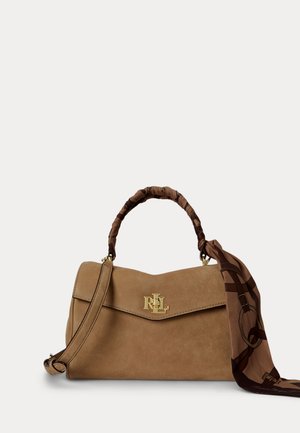 Lauren Ralph Lauren, SCARF-TRIM SMALL FARRAH SOFT SATCHEL - Borsa a mano - camel