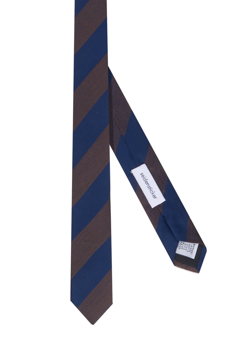Cravate Homme Seidensticker 100% Soie – Noir Avec Bandes Orange – Occasion En Très Bon état