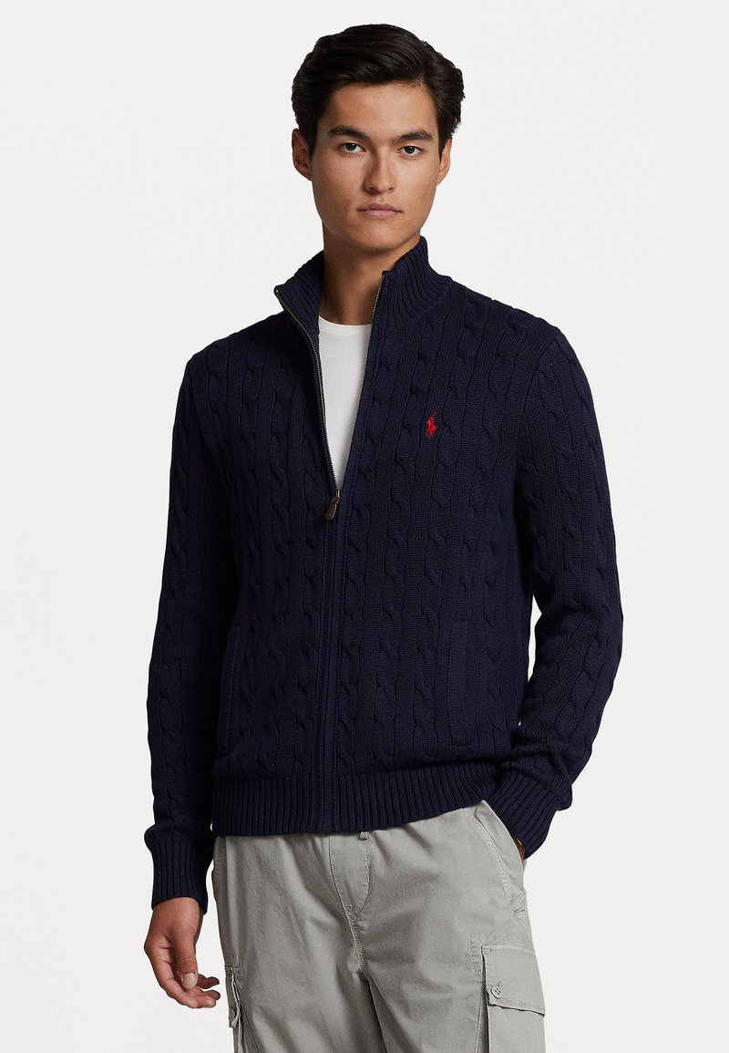 Polo Ralph Lauren CABLE-KNIT COTTON FULL-ZIP JUMPER - Kardigán - hunter navy
