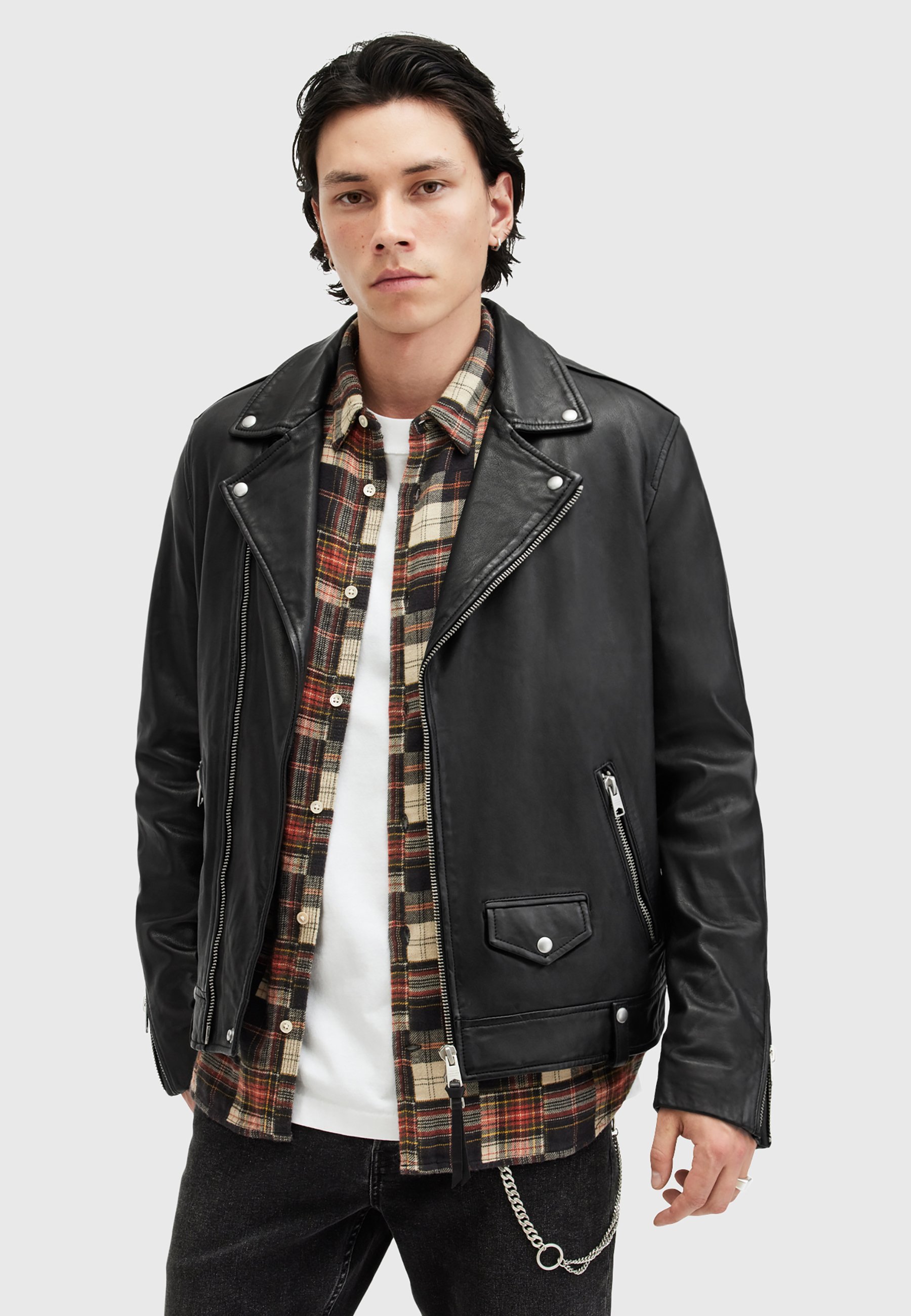 AllSaints MILO BIKER - Leather jacket - black - Zalando