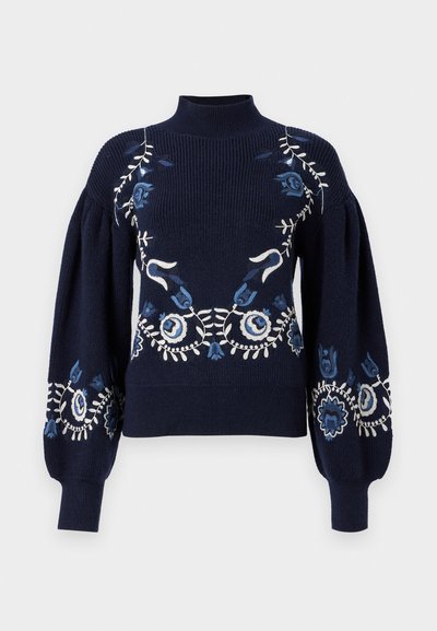 Sea INGA EMBROIDERY HIGH NECK - Svetr - navy