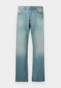 Φωτεινό μπλε τζιν από denim με ξεθωριασμένο ξέβγαλμα, ίσια γραμμή, σχέδιο με πέντε τσέπες και κλείσιμο με κουμπί. Διαθέτει ανταγωνιστικές ραφές σε αντίθεση.