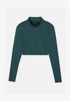 CROPPED HIGH NECK LONG SLEEVE TOP WITH 1/2 ZIP &THUMB HOLES - Μπλούζα με μακριά μανίκια - dark green