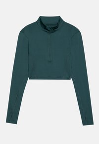 CROPPED HIGH NECK LONG SLEEVE TOP WITH 1/2 ZIP &THUMB HOLES - Bluză cu mânecă lungă - dark green