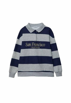 Stradivarius STRIPED EMBROIDERED  - Sweatshirt - dark blue