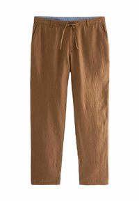 REGULAR FIT LINEN DRAWSTRING - Hlače - rust brown