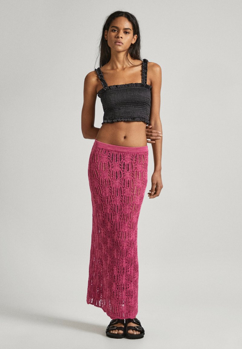 Pepe Jeans Maxirok donkerroze