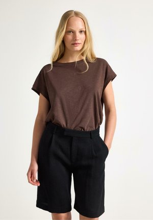 Lindex, LINDEX SHORT SLEEVED TOP LINDEX - T-shirts basic - dark dusty brown