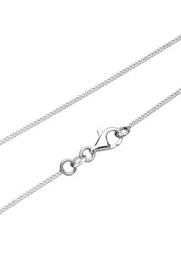 Silversmyckekedja med en flexibel, texturerad design som har en säker karbinlåsfäste och cirkulära länkar, märkt "925" för sterlingsilver.