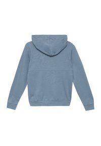 Hooded sweatshirt van zacht blauwe stof, met een gesplitste achterkant, ribgebreide manchetten en zoom, in een relaxte pasvorm zonder zichtbare logo's.