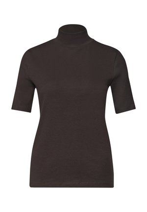 Street One, T-SHIRT WITH RIBBED TURTLENECK - T-shirt basic - black coffee