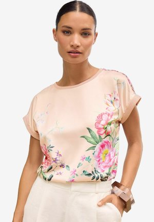 Tričko s potlačou - pink floral print