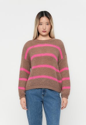 ONLALYSSA LIFE O NECK - Pullover - cocoa créme/knockout pink