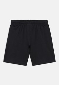Μαύρο βαμβακερό σορτς με ελαστική μέση, με απλό, διακριτικό σχέδιο και ομαλή υφή.