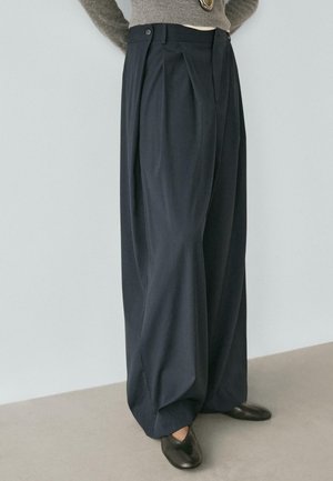 PLEATED - Stoffhose - mottled dark blue