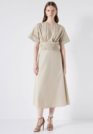 REGULAR FIT DRAPED  - Denní šaty - stone
