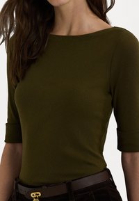 Lauren Ralph Lauren STRETCH COTTON BOATNECK TEE - Tricou basic - botanic green