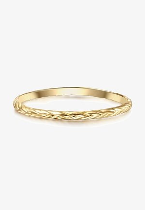 Bracelet fin en or avec un design de corde torsadée et une bande intérieure lisse, présenté sur un fond blanc.