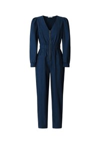 Σαλοπέτα σε ναυτικό μπλε με V-λαιμόκοψη, μακριά φουσκωτά μανίκια, κούμπωμα με φερμουάρ και ελαστική μέση. Διαθέτει δύο πλαϊνές τσέπες και κομψό σχεδιασμό.